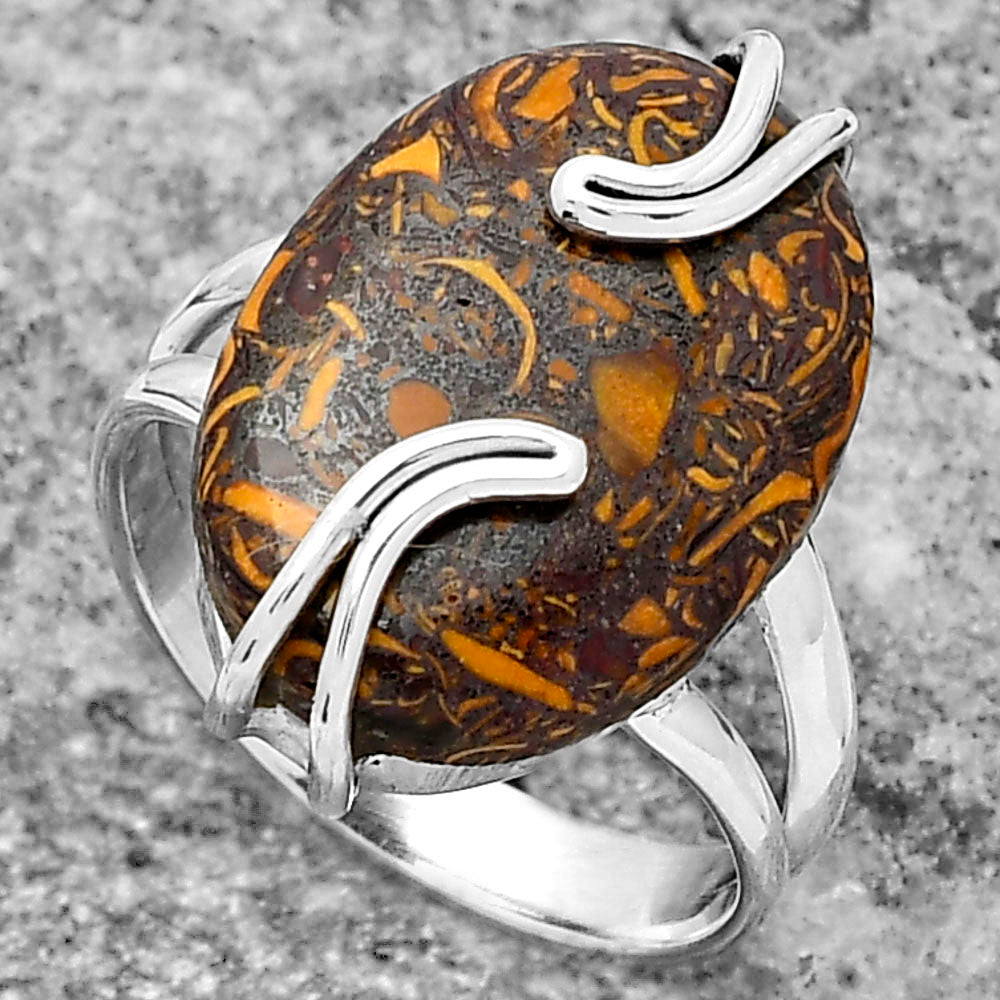 Natural Coquina Fossil Jasper India Ring size-8 R-1502 SDR159520