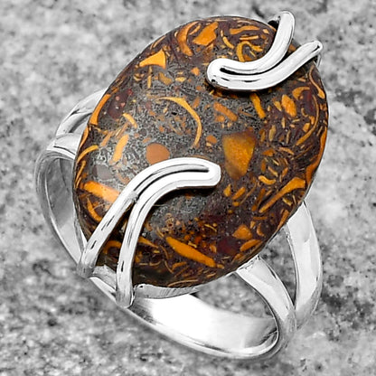 Natural Coquina Fossil Jasper India Ring size-8 R-1502 SDR159520