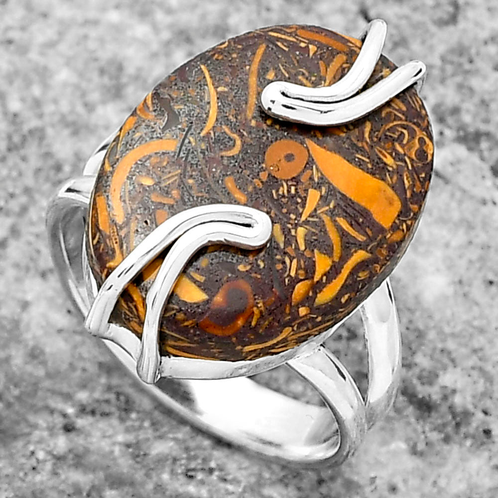 Natural Coquina Fossil Jasper India Ring size-7 R-1502 SDR159539