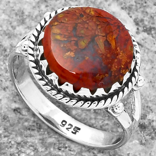 Natural Red Moss Agate Ring size-8.5 R-1474 SDR159582