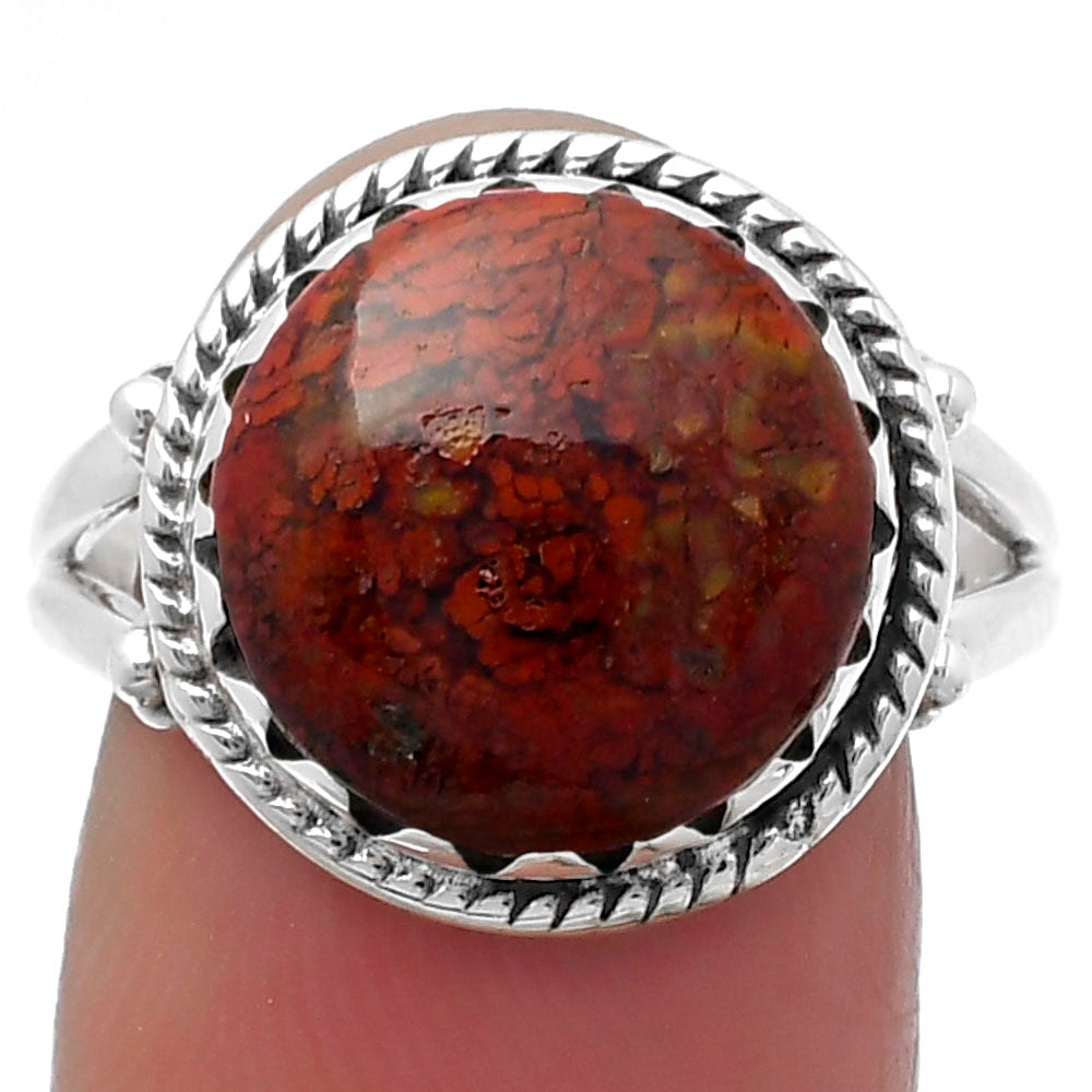 Natural Red Moss Agate Ring size-8.5 R-1474 SDR159592