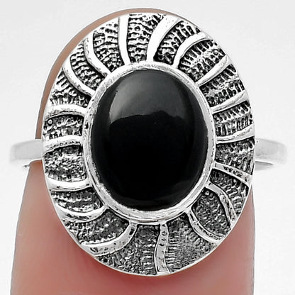 Natural Black Onyx - Brazil Ring size-7.5 R-1085 SDR159791