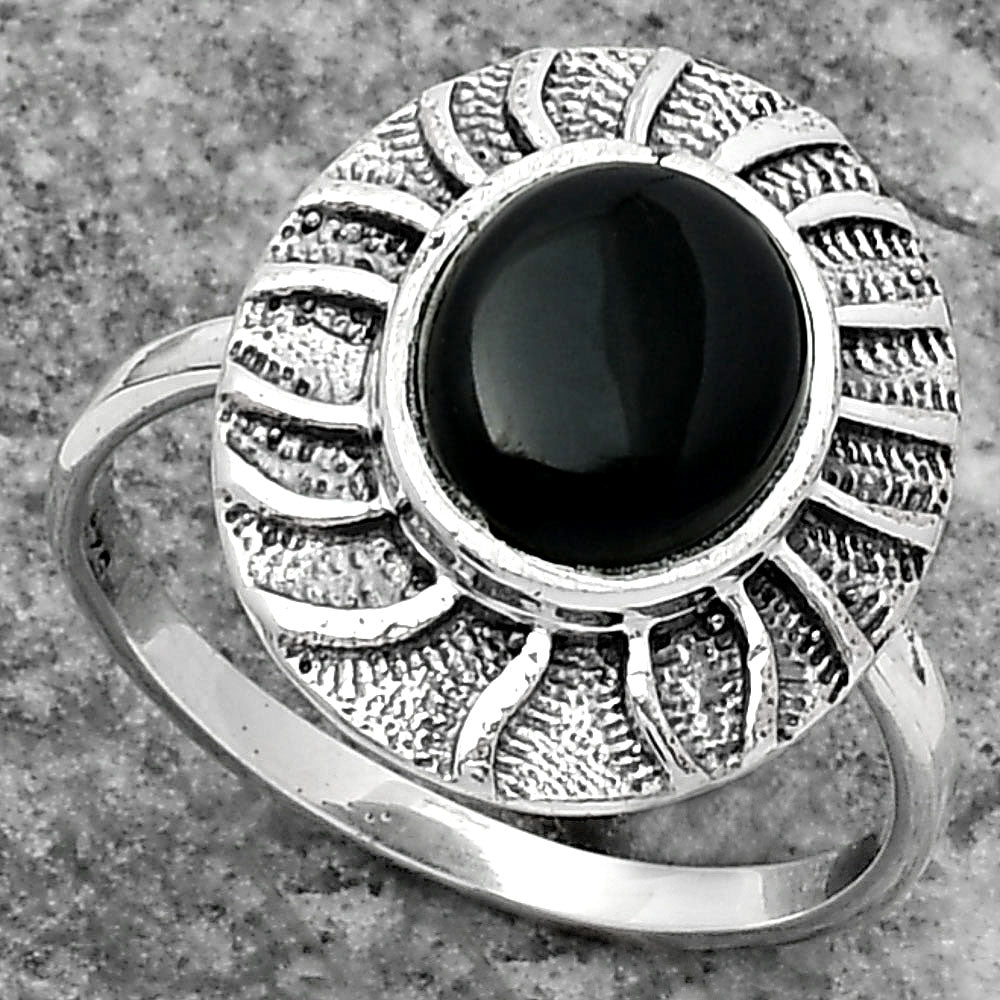 Natural Black Onyx - Brazil Ring size-7.5 R-1085 SDR159791