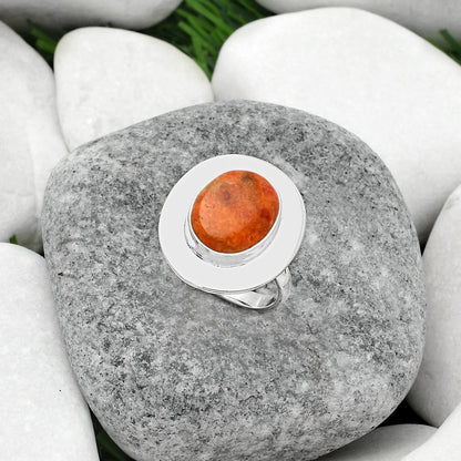 Natural Red Sponge Coral Ring size-8 R-1082 SDR160145