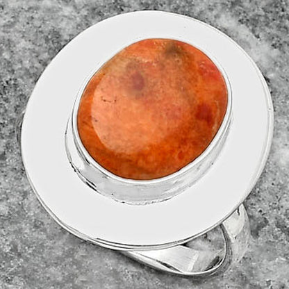 Natural Red Sponge Coral Ring size-8 R-1082 SDR160145