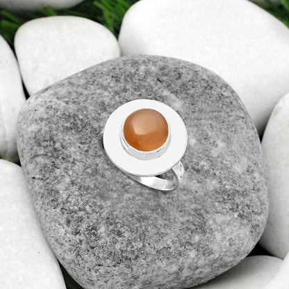 Natural Peach Moonstone Ring size-7.5 R-1082 SDR160204