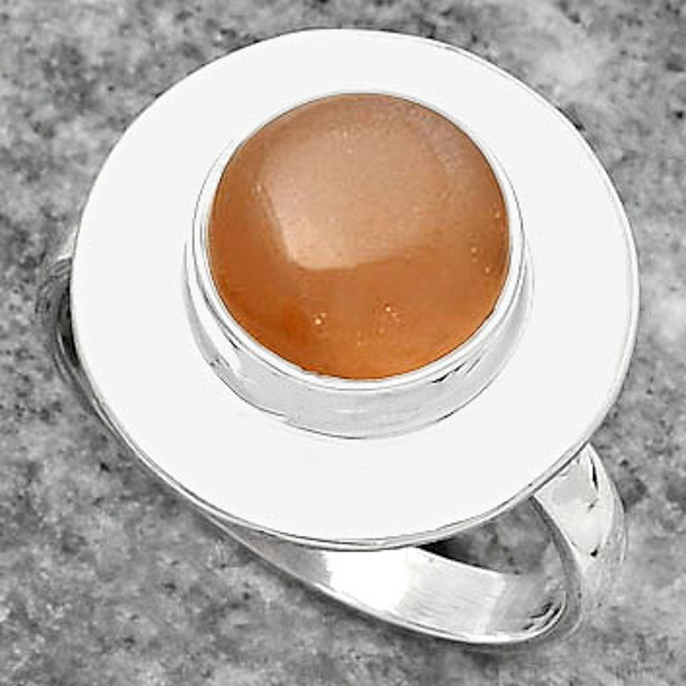 Natural Peach Moonstone Ring size-7.5 R-1082 SDR160204