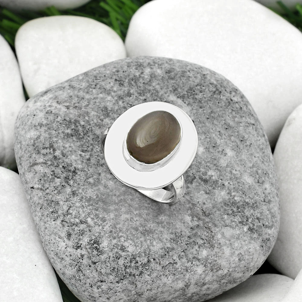 Natural Gray Moonstone Ring size-7.5 R-1082 SDR160208