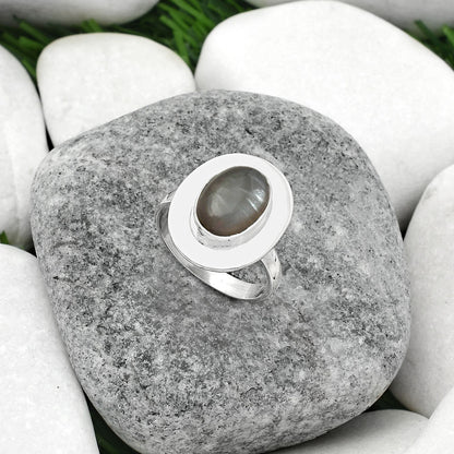 Natural Gray Moonstone Ring size-7.5 R-1082 SDR160211