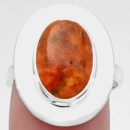 Natural Red Sponge Coral Ring size-8 R-1082 SDR160224