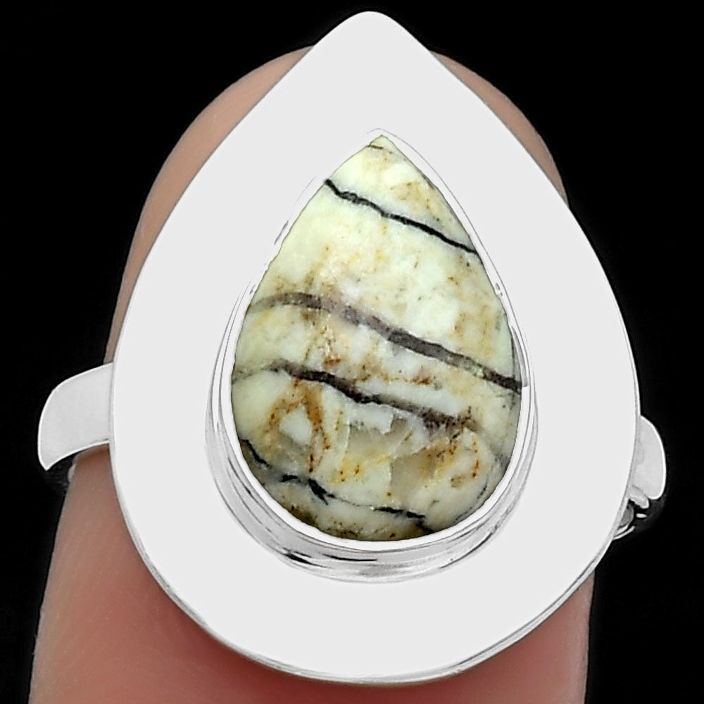 Authentic White Buffalo Turquoise Nevada Ring size-7.5 R-1082 SDR160304