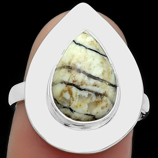 Authentic White Buffalo Turquoise Nevada Ring size-7.5 R-1082 SDR160304