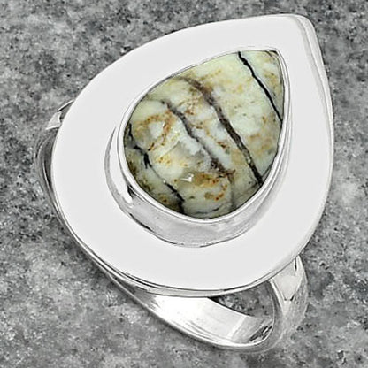 Authentic White Buffalo Turquoise Nevada Ring size-7.5 R-1082 SDR160304