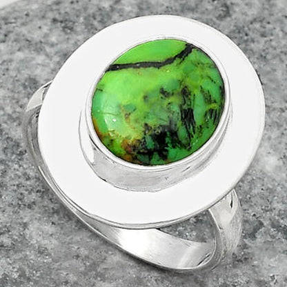 Natural Green Matrix Turquoise Ring size-7.5 R-1082 SDR160326
