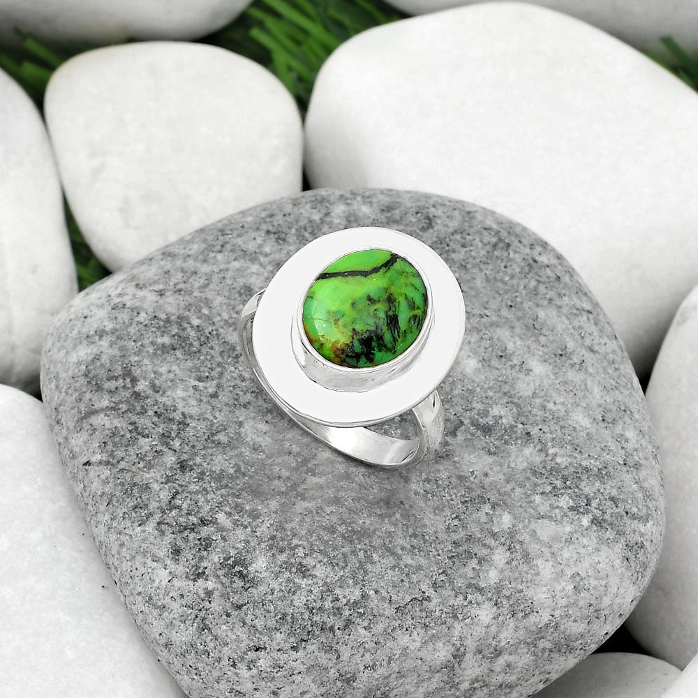 Natural Green Matrix Turquoise Ring size-7.5 R-1082 SDR160326