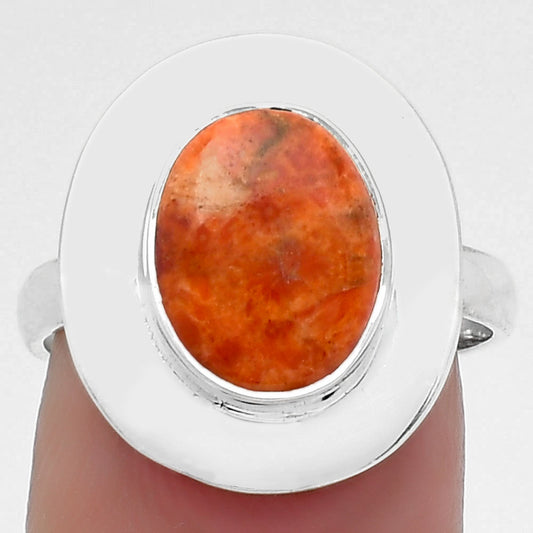 Natural Red Sponge Coral Ring size-7.5 R-1082 SDR160330