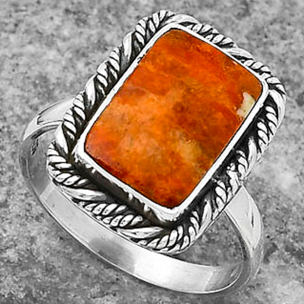 Natural Red Sponge Coral Ring size-8.5 R-1013 SDR160558