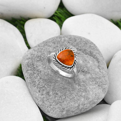 Natural Red Sponge Coral Ring size-8.5 R-1013 SDR160600