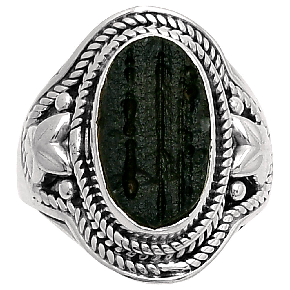 Natural Tektite Rough - Greek Ring size-7.5 R-1312 SDR160726