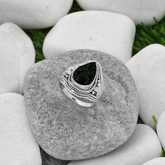 Natural Tektite Rough - Greek Ring size-7.5 R-1312 SDR160729