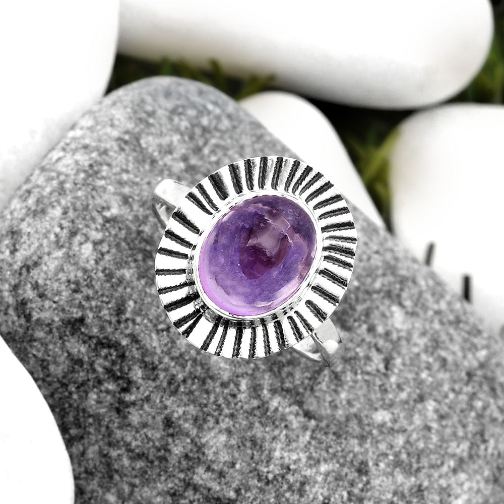 Natural Amethyst Cab - Brazil Ring size-7 R-1086 SDR160944