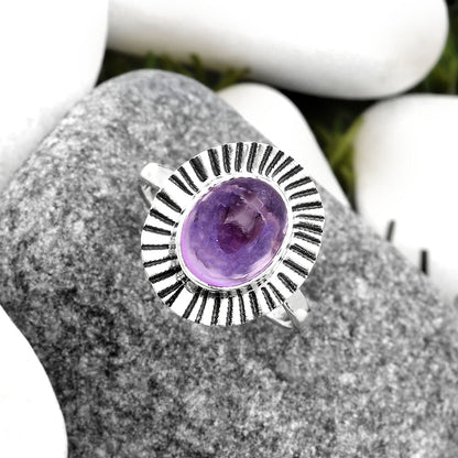 Natural Amethyst Cab - Brazil Ring size-7 R-1086 SDR160944