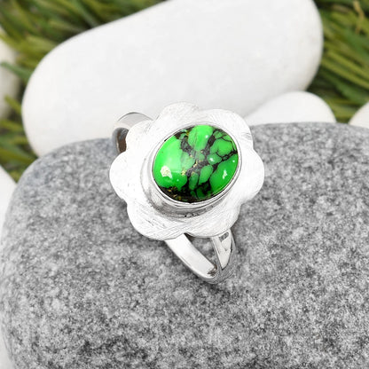 Natural Green Matrix Turquoise Ring size-8.5 R-1087 SDR160993