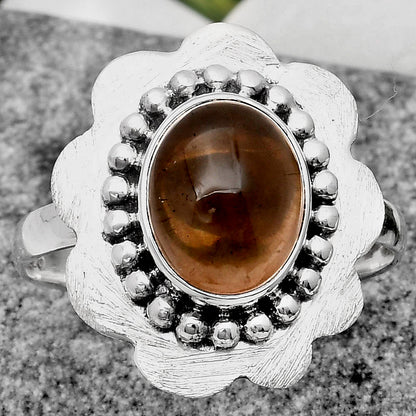 Natural Smoky Quartz Cab - Brazil Ring size-8.5 R-1088 SDR161018