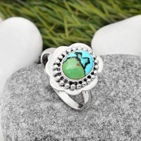 Lucky Charm Tibetan Turquoise Ring size-8.5 R-1088 SDR161019