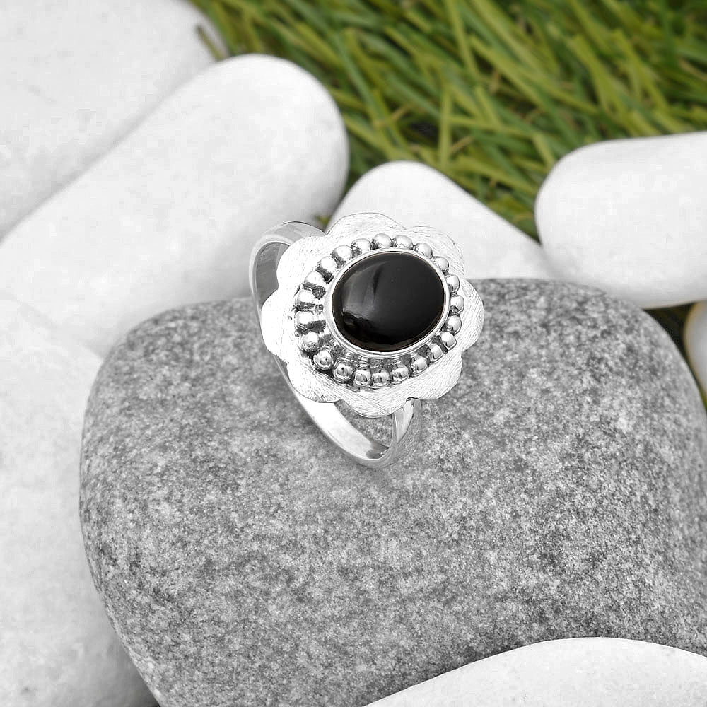 Natural Black Onyx - Brazil Ring size-8.5 R-1088 SDR161026