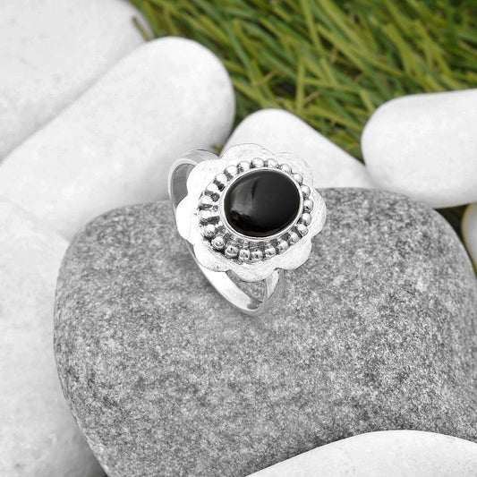 Natural Black Onyx - Brazil Ring size-8.5 R-1088 SDR161026