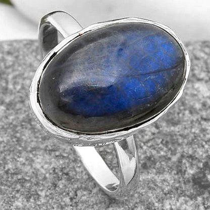 Blue Fire Labradorite - Madagascar Ring size-8.5 R-1004 SDR161096