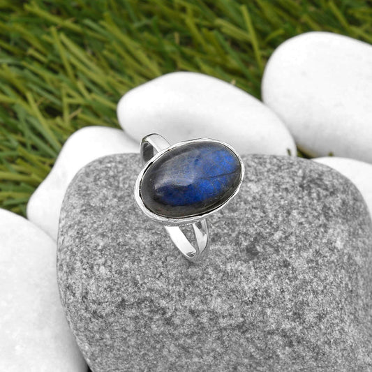 Blue Fire Labradorite - Madagascar Ring size-8.5 R-1004 SDR161096