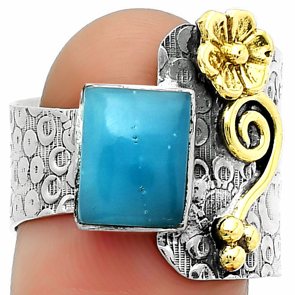 Two Tone - Natural Smithsonite Ring size-8 R-1681 SDR161327