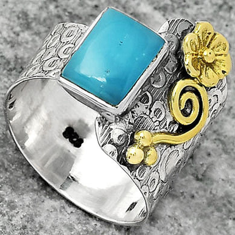 Two Tone - Natural Smithsonite Ring size-8 R-1681 SDR161327