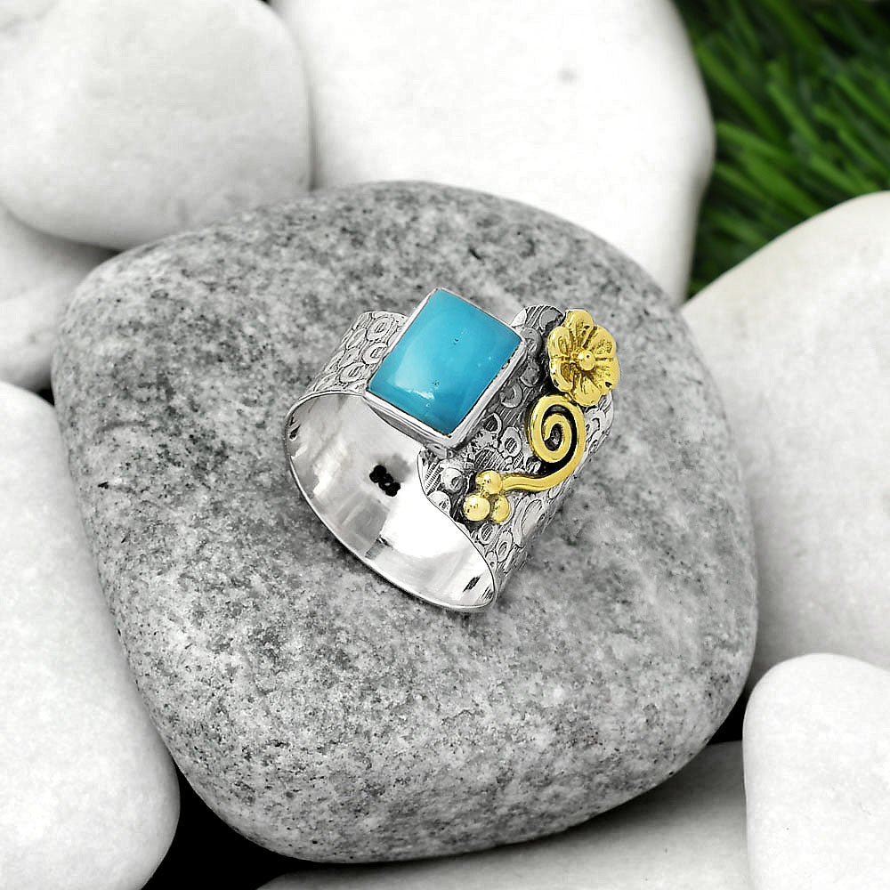 Two Tone - Natural Smithsonite Ring size-8 R-1681 SDR161327