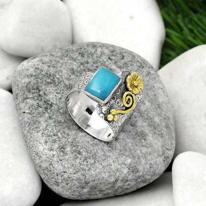 Two Tone - Natural Smithsonite Ring size-8 R-1681 SDR161327