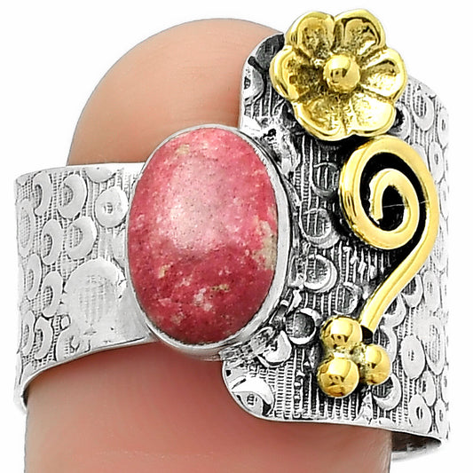 Two Tone - Pink Thulite - Norway Ring size-8.5 R-1681 SDR161338