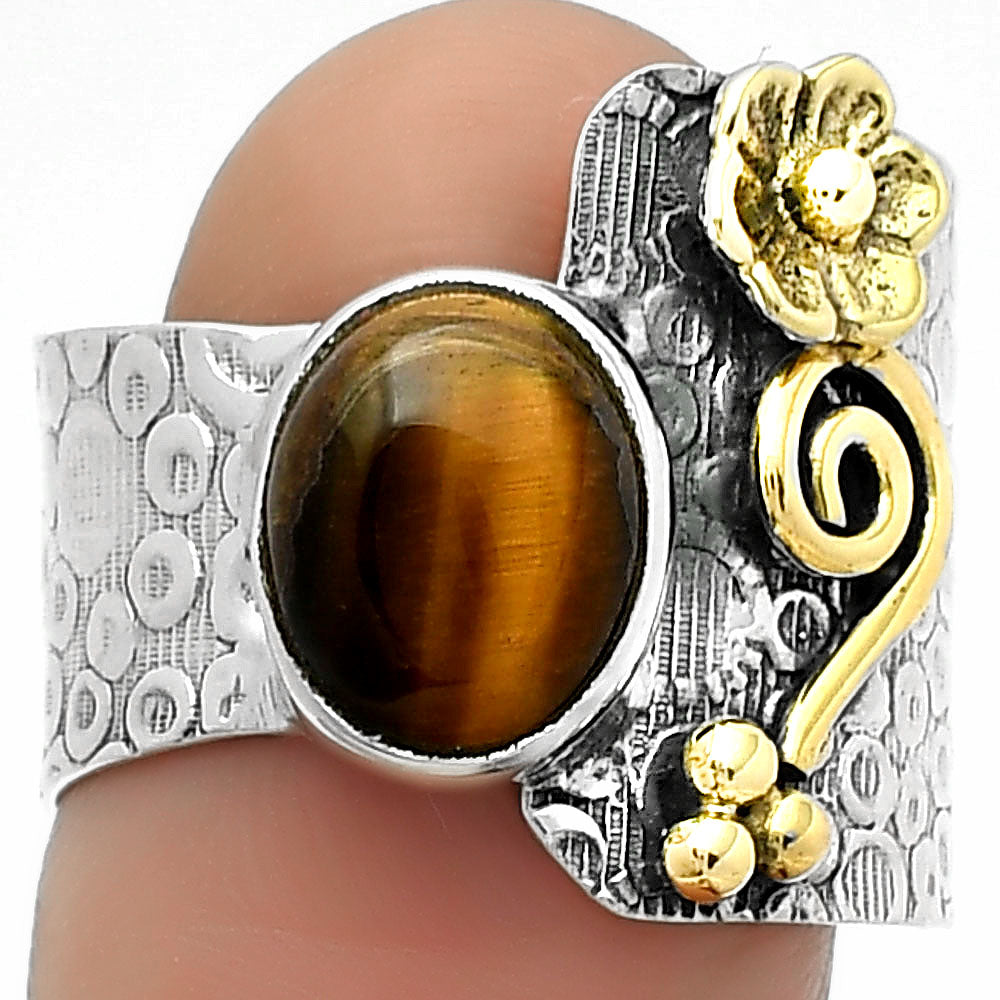 Two Tone Natural Tiger Eye Africa Ring size-8 R-1681 SDR161374