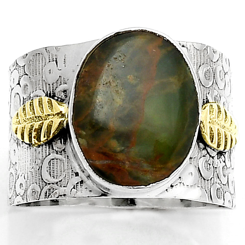 Two Tone - Turkish Rainforest Chrysocolla Ring size-9 R-1534 SDR161390