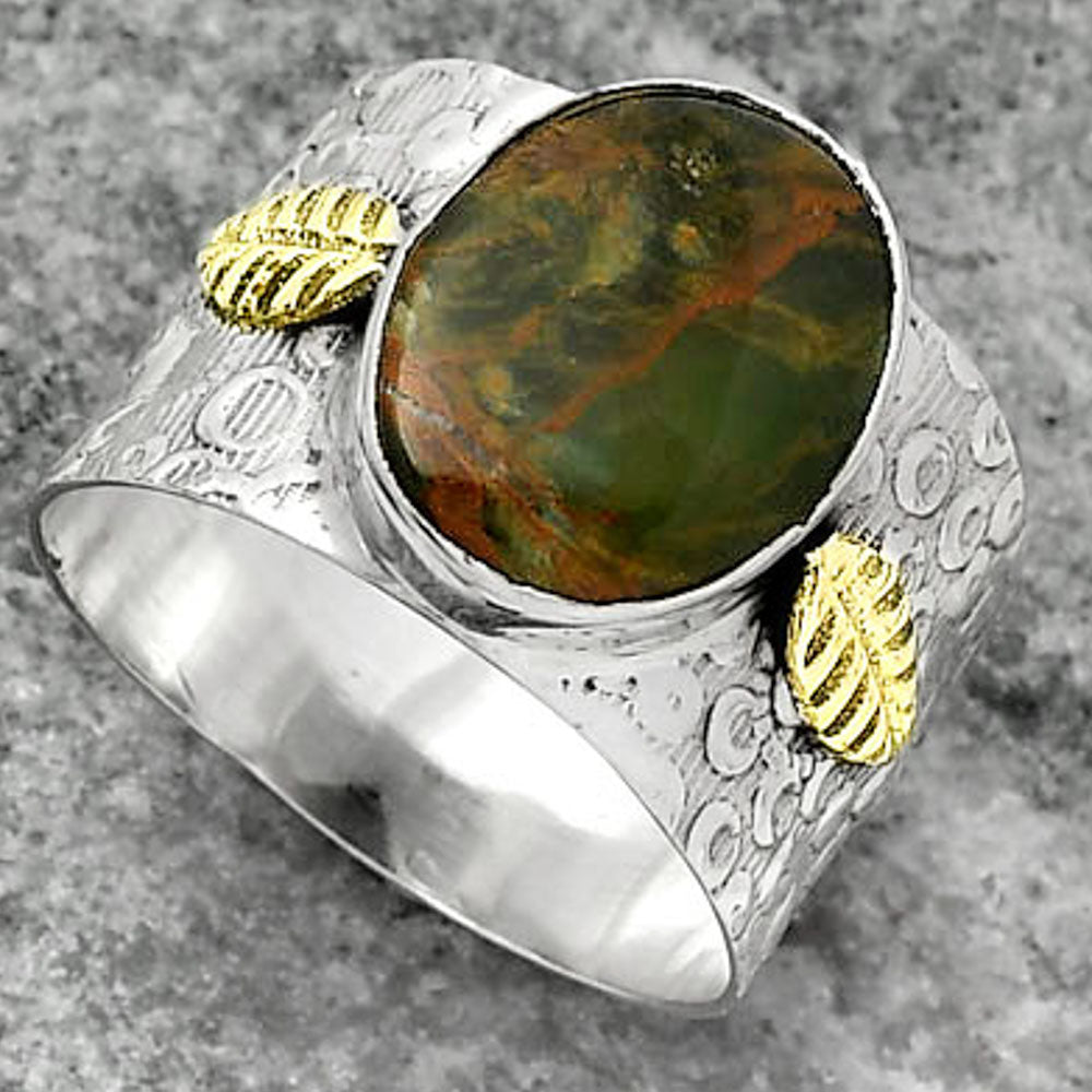 Two Tone - Turkish Rainforest Chrysocolla Ring size-9 R-1534 SDR161390