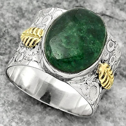 Two Tone - Natural Green Aventurine Ring size-8 R-1534 SDR161412