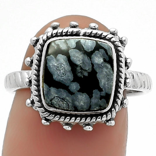 Natural Snow Flake Obsidian Ring size-8 R-1332 SDR161435