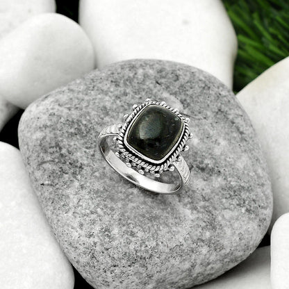 Natural Nuummite Ring size-8.5 R-1332 SDR161443
