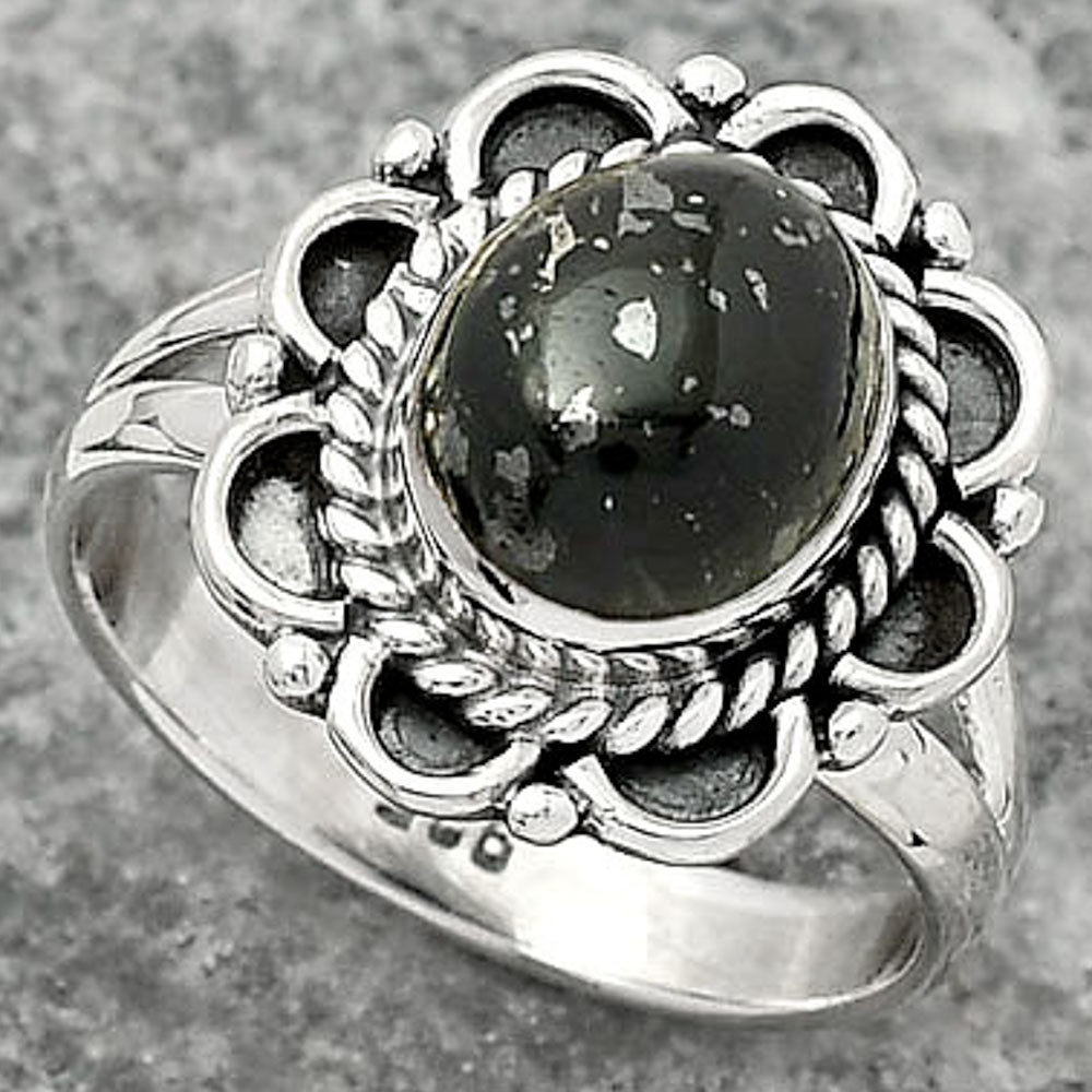 Natural Nuummite Ring size-7.5 R-1256 SDR161499