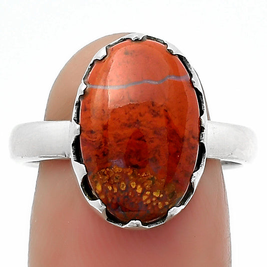Natural Red Moss Agate Ring size-8.5 R-1210 SDR161536