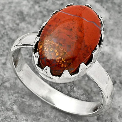Natural Red Moss Agate Ring size-8.5 R-1210 SDR161536