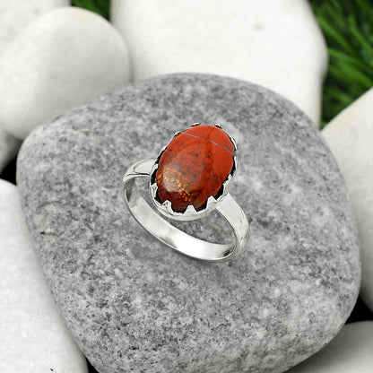 Natural Red Moss Agate Ring size-8.5 R-1210 SDR161536