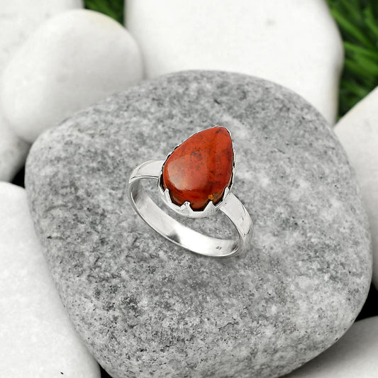 Natural Red Moss Agate Ring size-7.5 R-1210 SDR161553