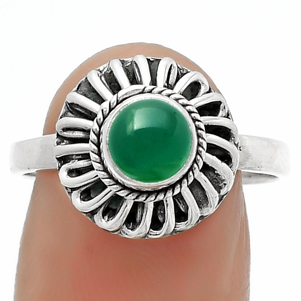 Natural Green Onyx Ring size-8.5 R-1596 SDR161594
